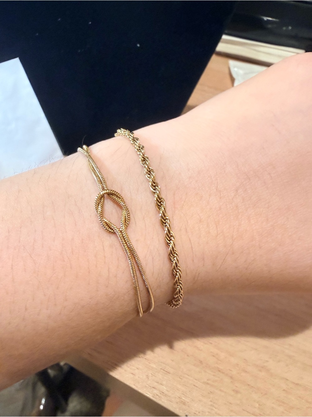 Gold Knot and Rope Chain Bracelet Set - Women's Jewelry